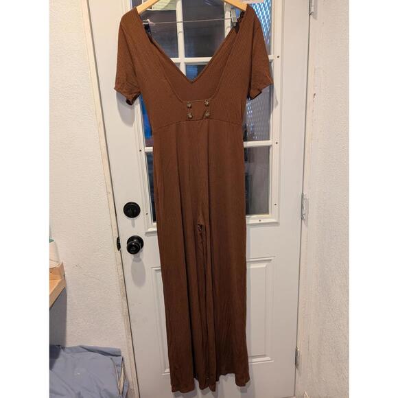 Urban Outfitters Brown V-Neck Long Jumpsuit‎ size Medium 0144 - Picture 5 of 5